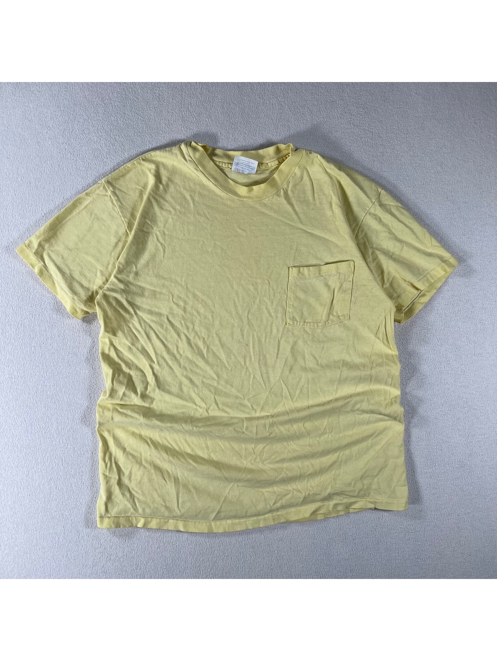 Vintage Hanes “Beefy-T” butter yellow chest pocket tee shirt